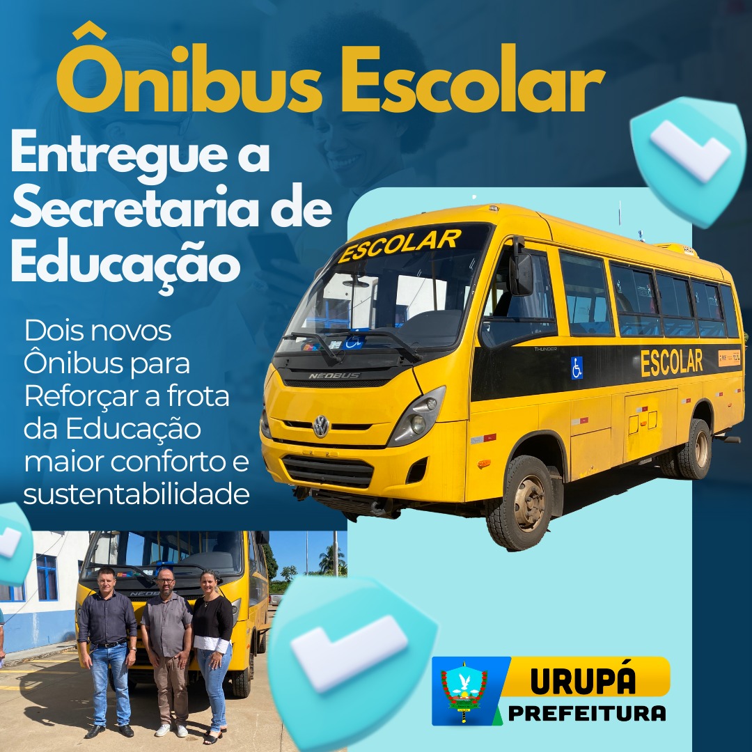 Dois novos Ônibus para reforçar a frota da Educação maior conforto e sustentabilidade.