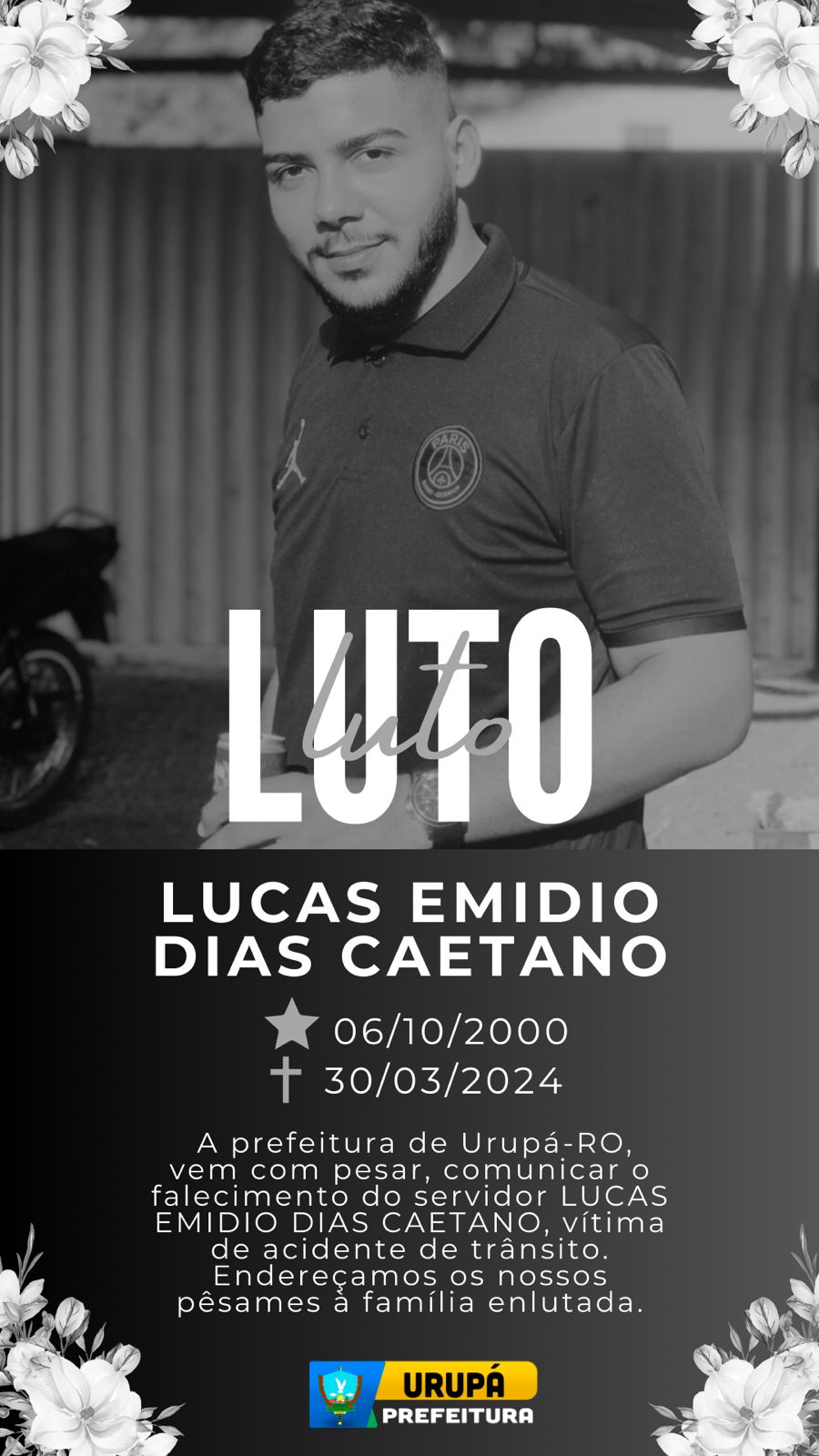Nota de Pesar - Lucas Emidio Dias Caetano